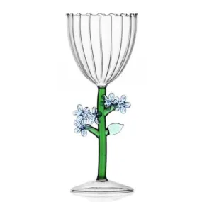 Ichendorf Botanica optical stemmed glass light blue flower by Alessandra Baldereschi