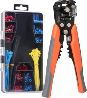 ICP-338 AWG22-10 Wire Stripper & Cutter & Crimper Tool Kit with Insulated Terminals, Cable Tie, Banding Wire