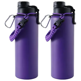 Kuber Industries Water Bottle | Steel Water Bottle for Daily Use | Vacuum Insulated Flask Water Bottle with Rope | Hot & Cold Water Bottle | 1200 ML | LX-230612 | Pack of 2 | Purple