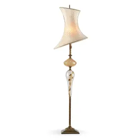 McKenna Floor Lamp F116AH68 by Kinzig Design, Cream, Gold, Brown, Blown Glass, Silk Shade