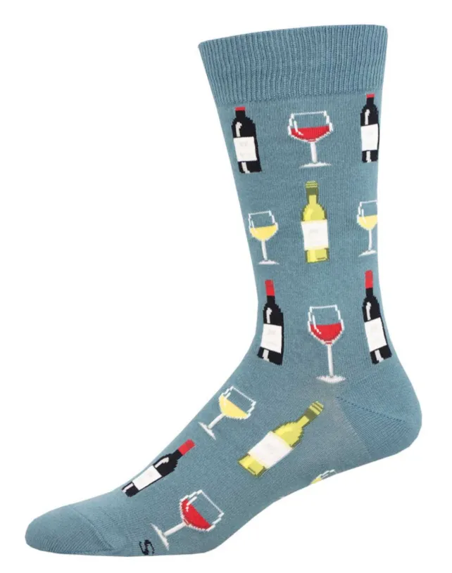 Men's Fine Wine Crew Socks -Blue