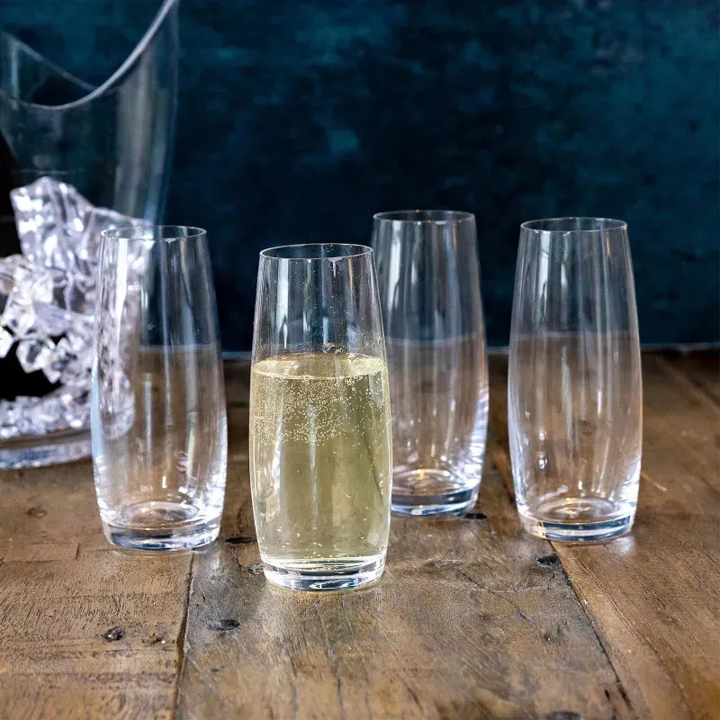 Mikasa Yuke Stemless Flute Wine & Champagne Glasses | Set of 4 |