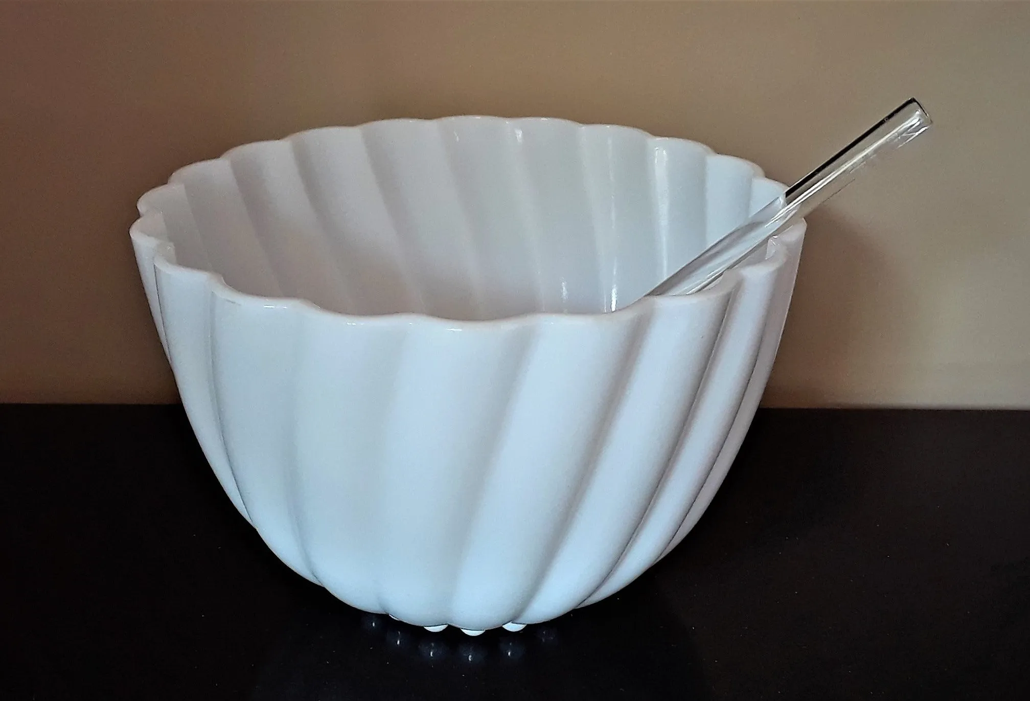 Milk Glass Punch Bowl & Cups