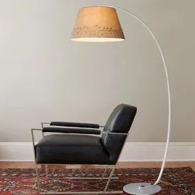 Modern Beige Floor Lamp with Arched Arm and Drum Shade - Ideal for Living Room Lighting