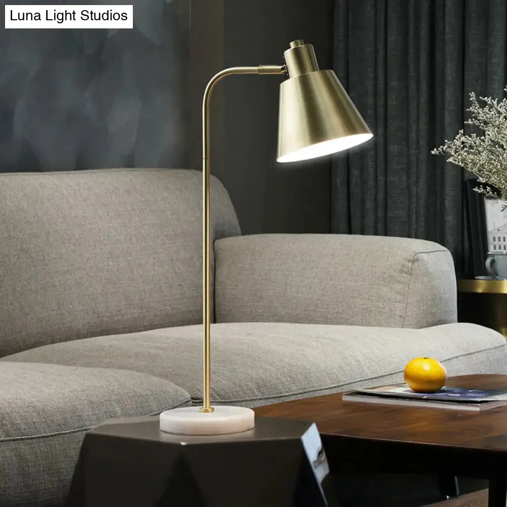 Modern Gold Night Lamp for Study Room - 1-Light Table Lighting with Metal Tapered Shade