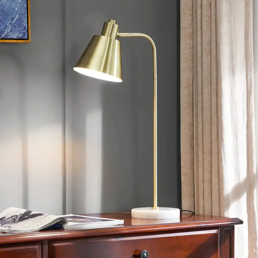 Modern Gold Night Lamp for Study Room - 1-Light Table Lighting with Metal Tapered Shade