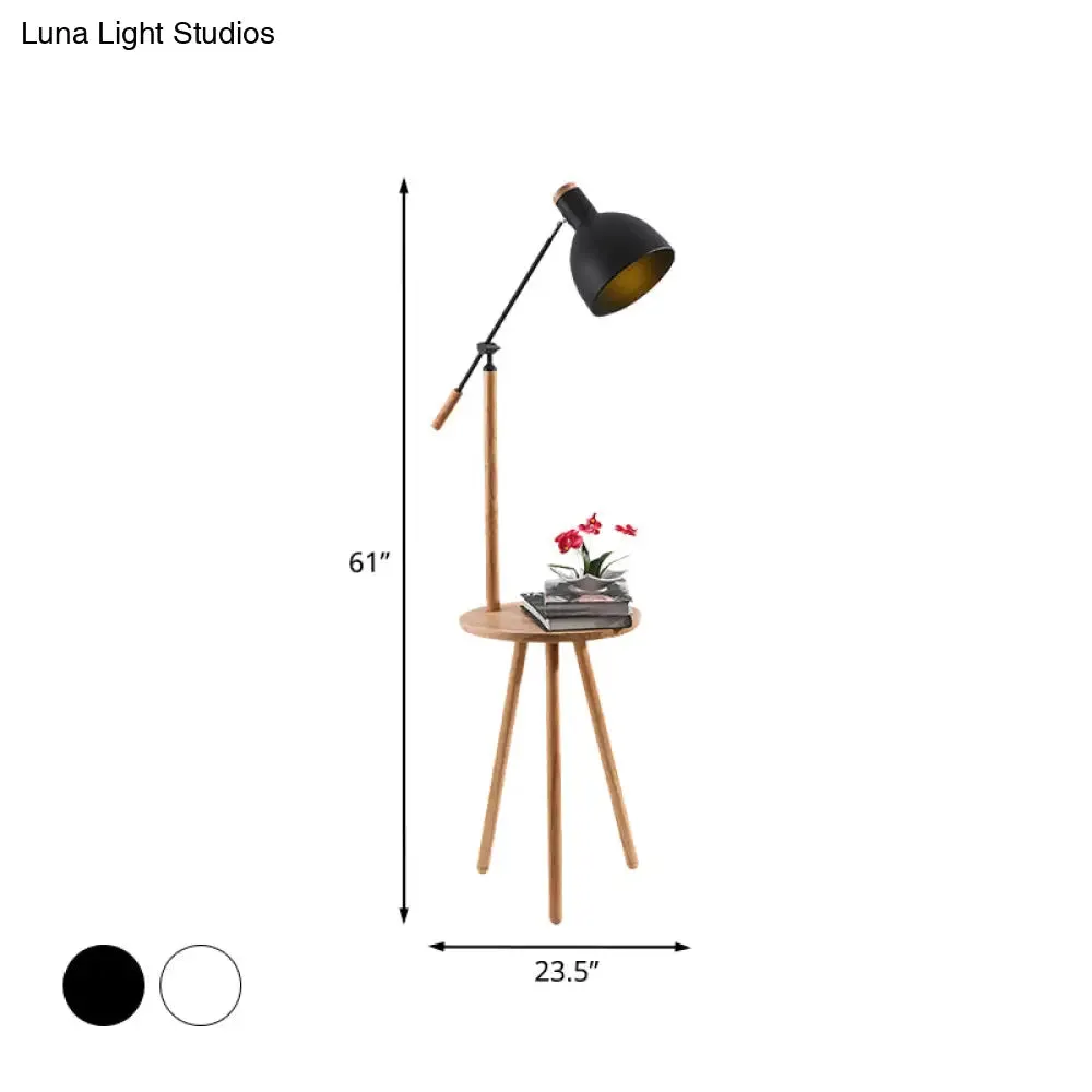 Modern LED Metal Standing Lamp - Adjustable Arm, White/Black Finish