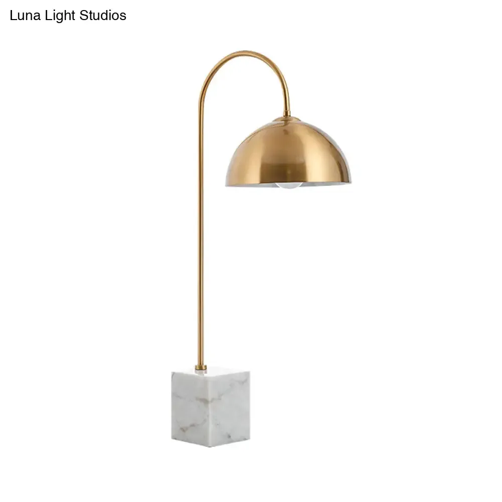 Modern Metal Table Lamp with Brass Finish and White Marble Base