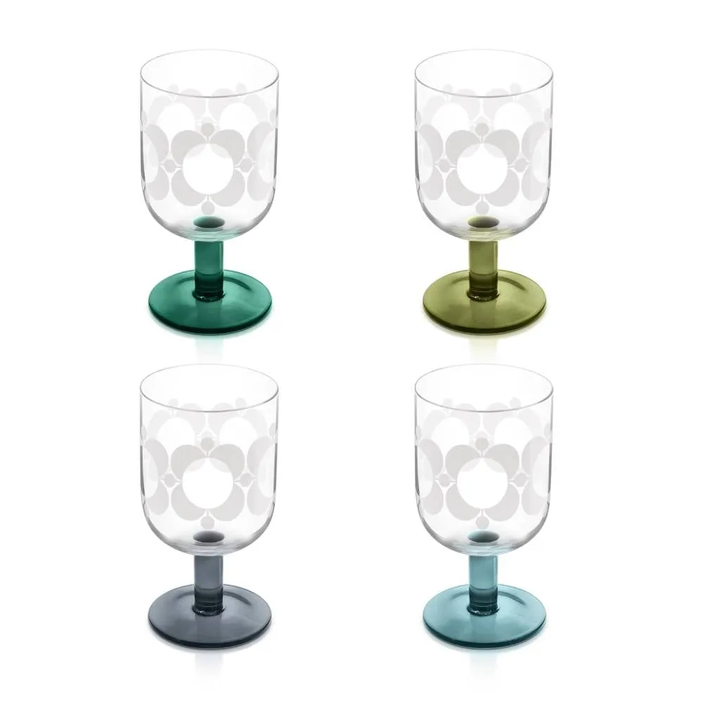 Orla Kiely Atomic Flower Set of 4 Wine Glasses