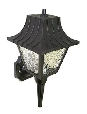 Outdoor Wall Lantern Black With Clear Crackled Acrylic Lens 17-3/4 X 7-3/4 Inch  Uses (1) Fluorescent Pl-9 Lamp