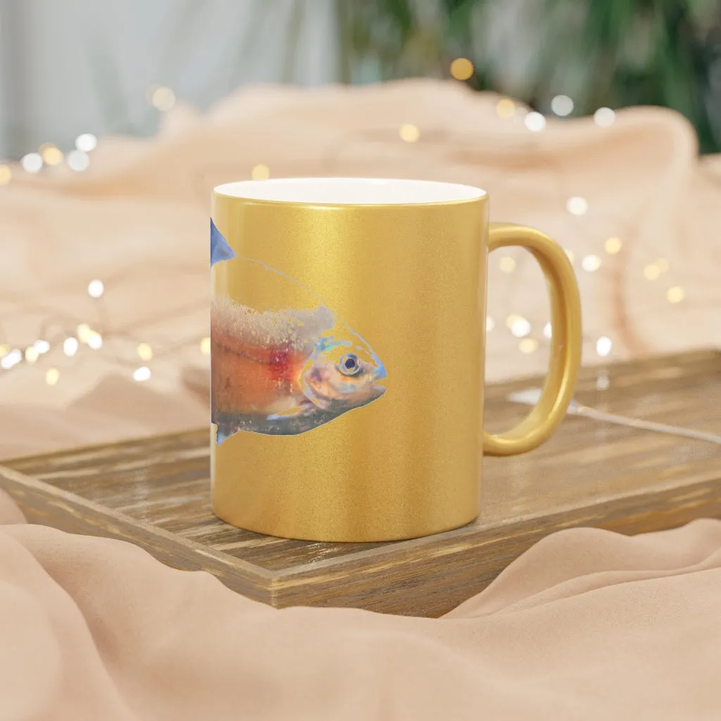 Peach Fish Metallic Mug (Silver / Gold)