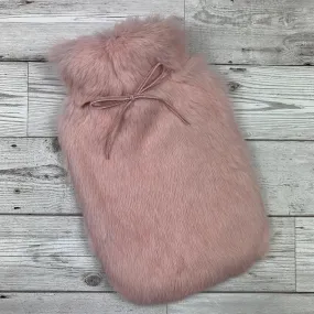 Peony Pink Fur Hot Water Bottle - Small - Luxury Rabbit Fur Hot Water Bottle