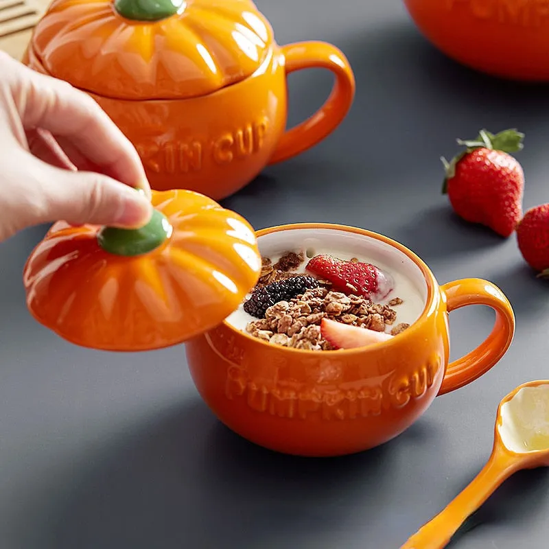 Pumpkin Ceramic Mug With Lid