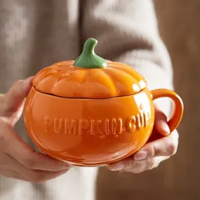 Pumpkin Ceramic Mug With Lid