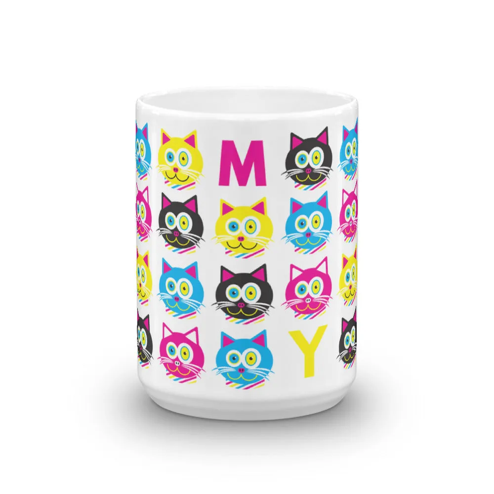 "CMYKat" Pattern Large Cat Coffee Mug