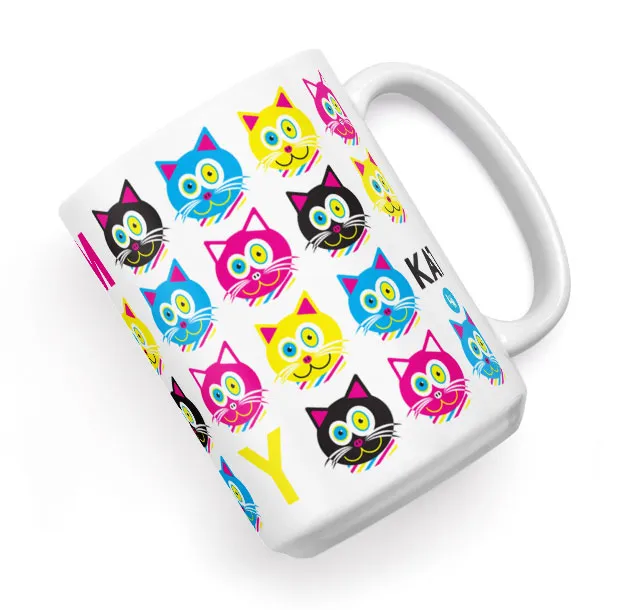 "CMYKat" Pattern Large Cat Coffee Mug