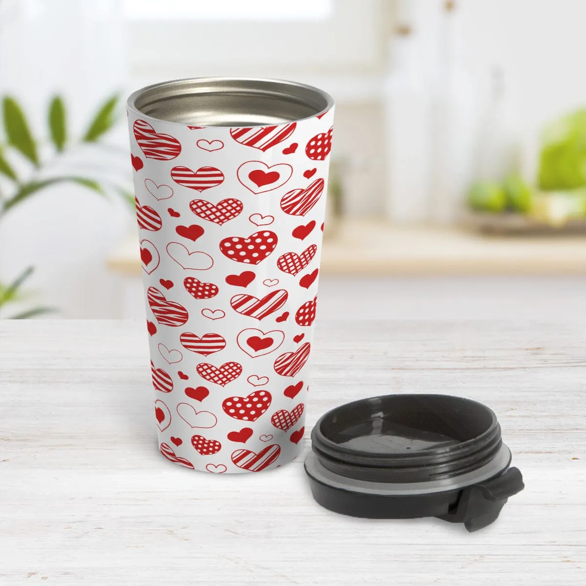 Red Heart Doodles Travel Mug