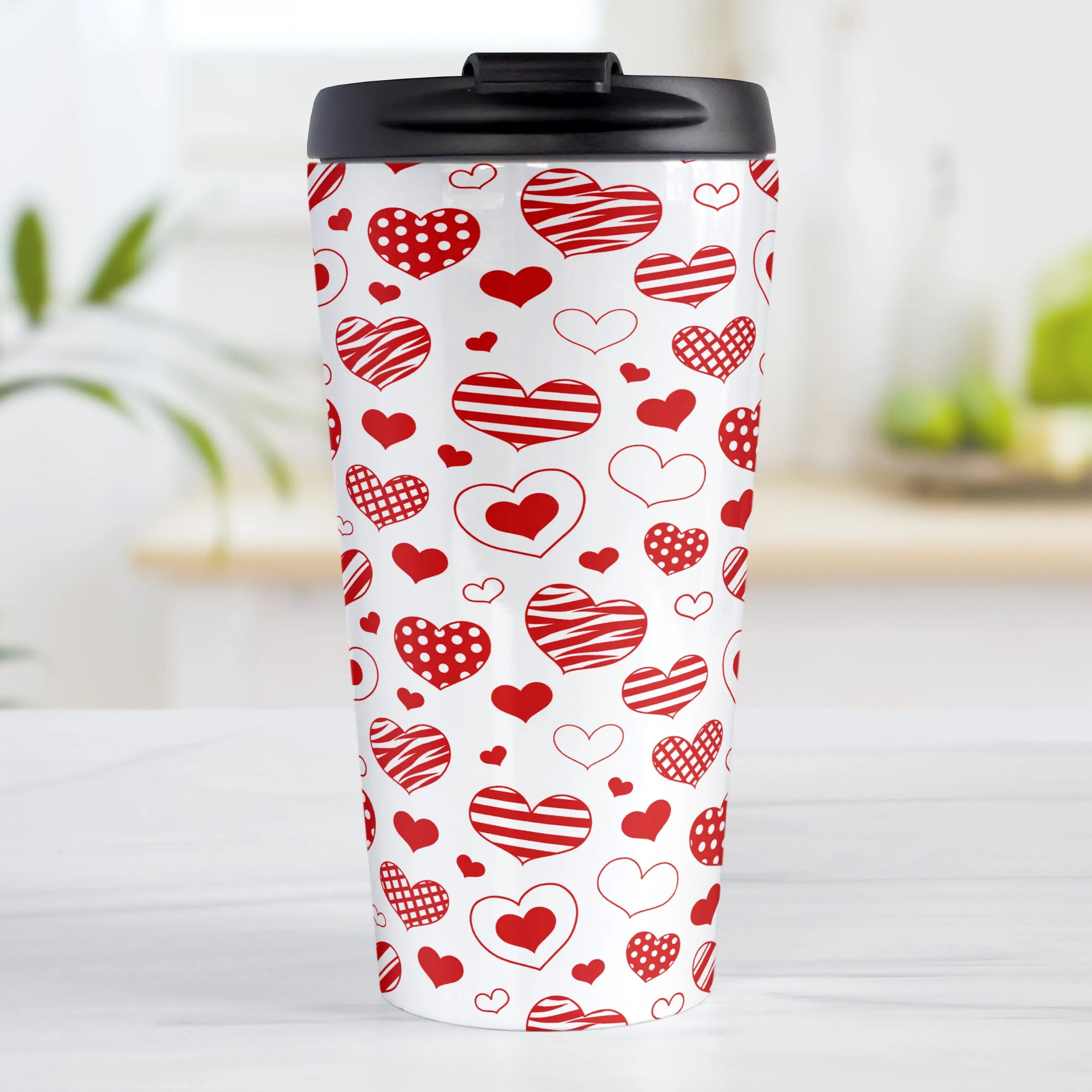 Red Heart Doodles Travel Mug