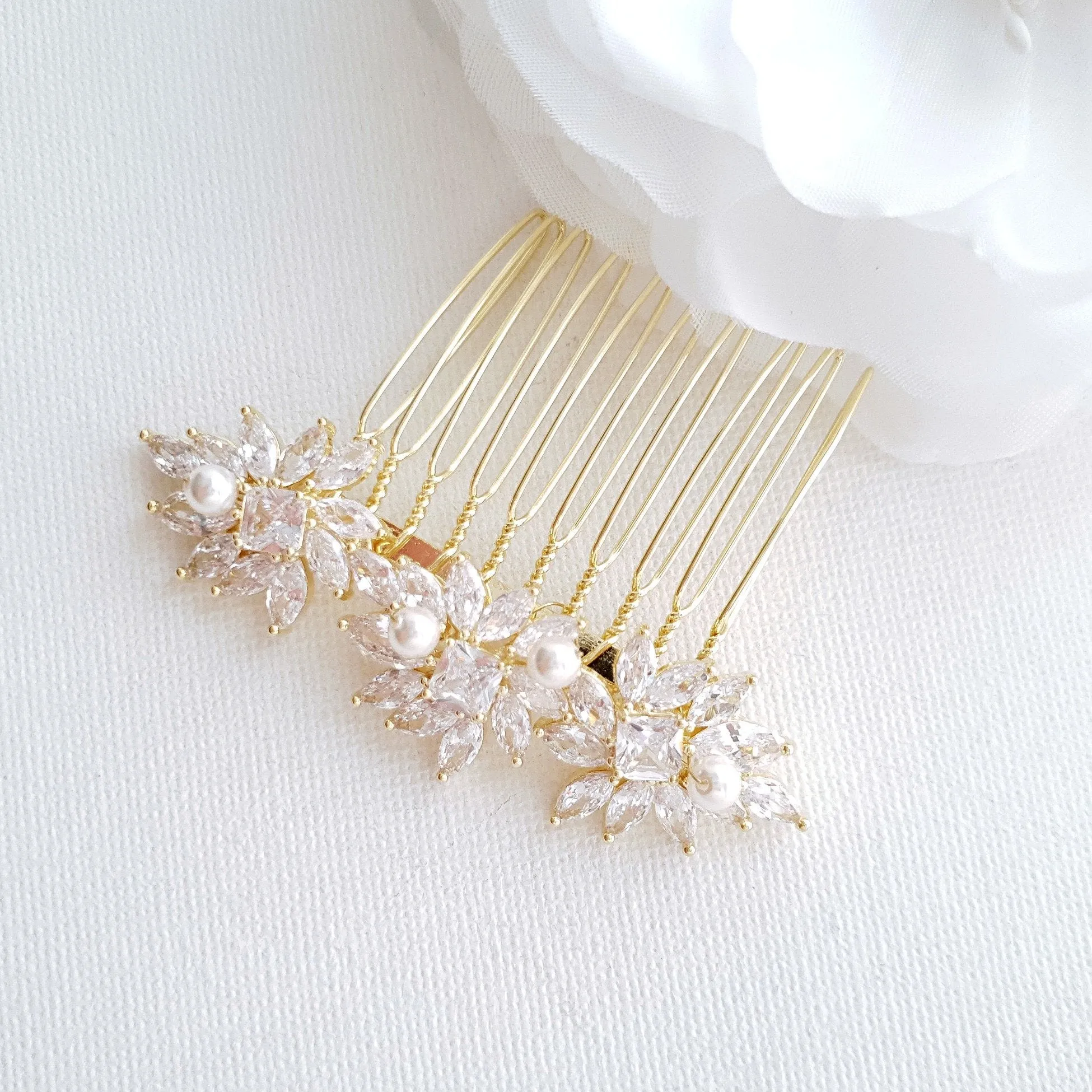 Rose Gold Hair Combs for Brides- Bridget