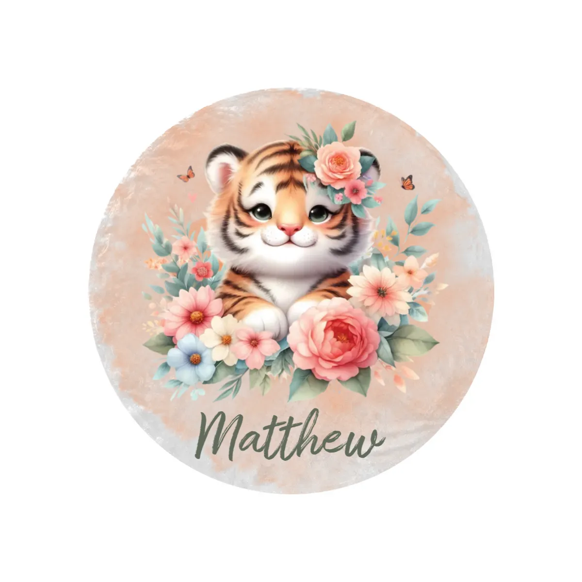 Round Blanket Personalised Tiger