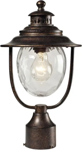 Searsport 1 Light Outdoor Post Lamp In Regal Bronze and Water Glass