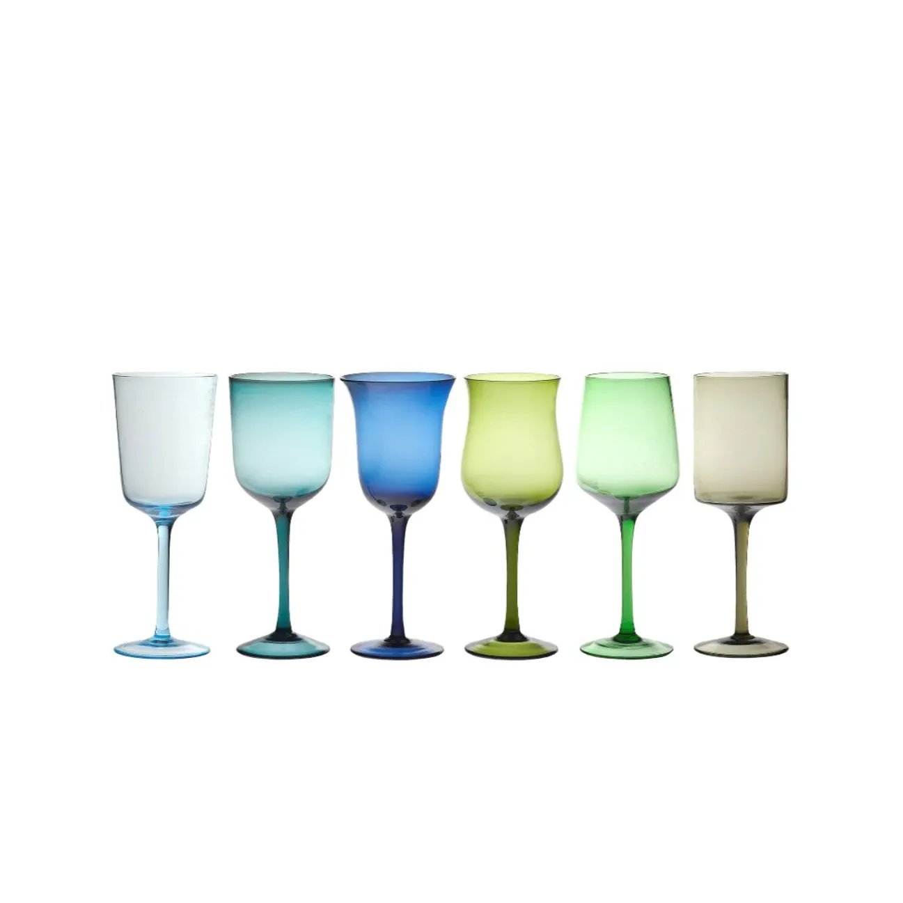 Set of 6 Wine Glasses - Blue