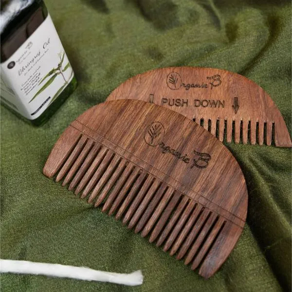 Sheesham Comb with Oil Holes Wooden Oil Applicator