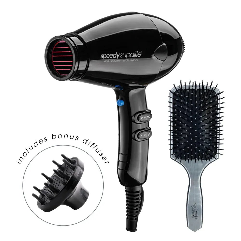 Speedy Supalite Dryer Black with Bonus Wonderbrush