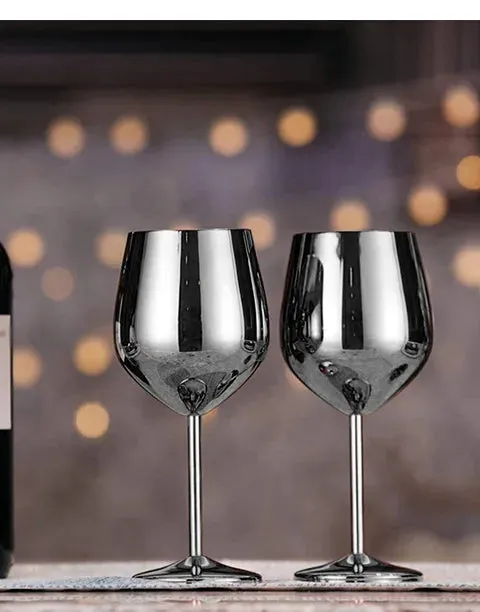 Stainless Steel Tall Wine Glasses