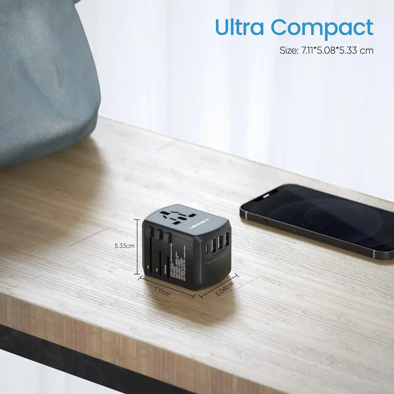 Universal Travel Power Adapter 3 USB Port 1 Type C Adaptor US EU UK AU