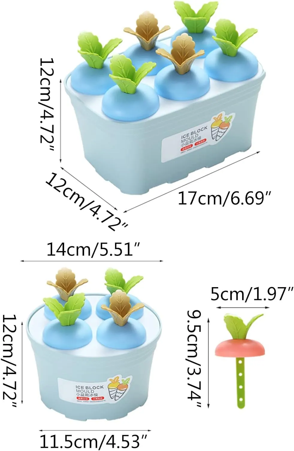 Vegetable Design 6pc Ice Candy Mold