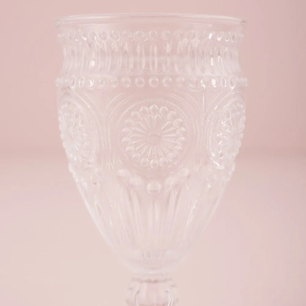 VINTAGE INSPIRED PRESSED GLASS GOBLET IN CLEAR