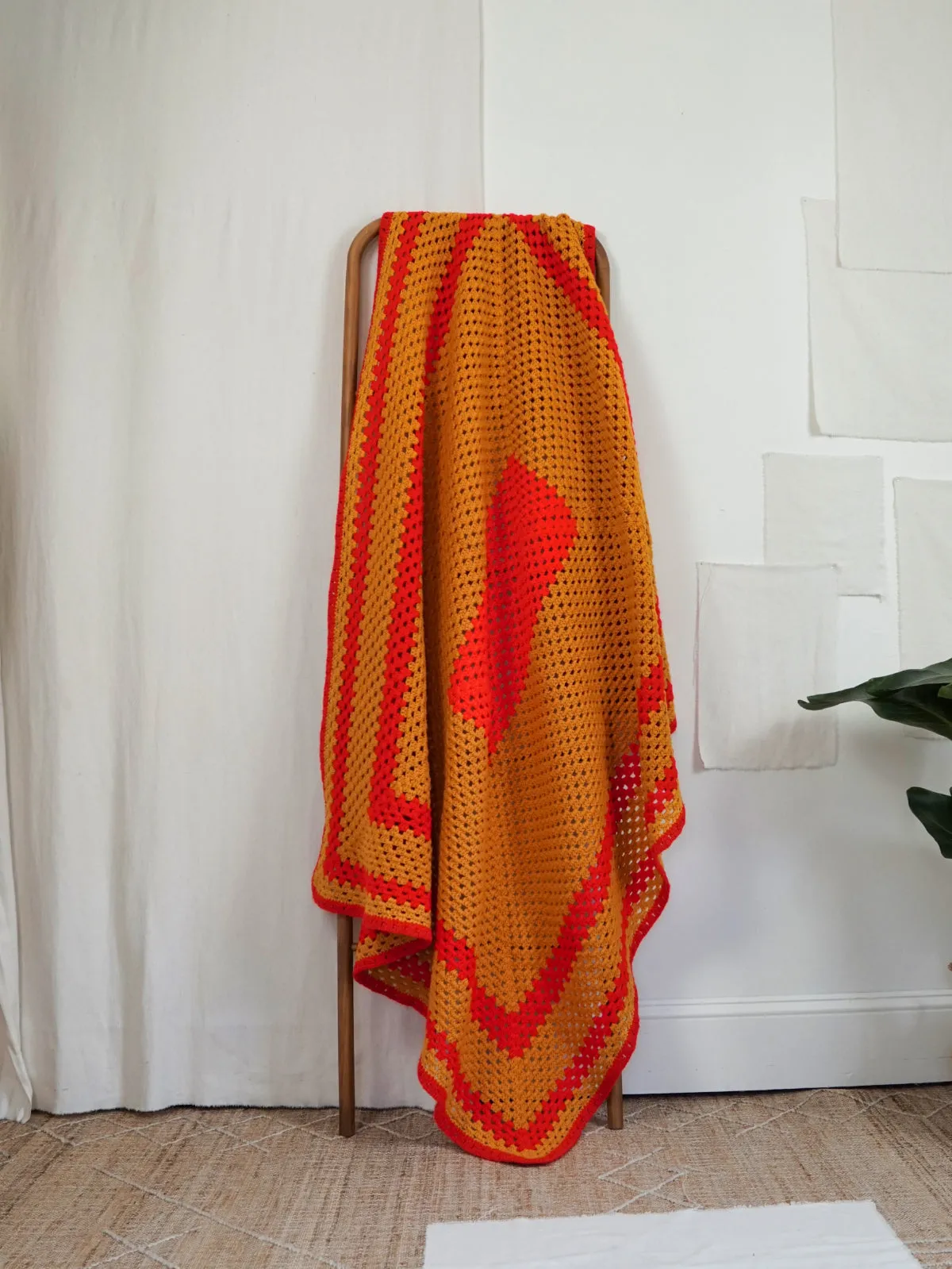 Vintage Turmeric Crochet Blanket