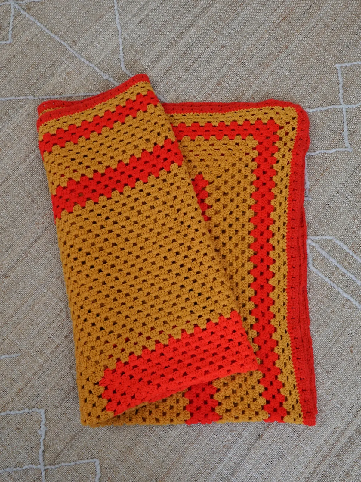 Vintage Turmeric Crochet Blanket