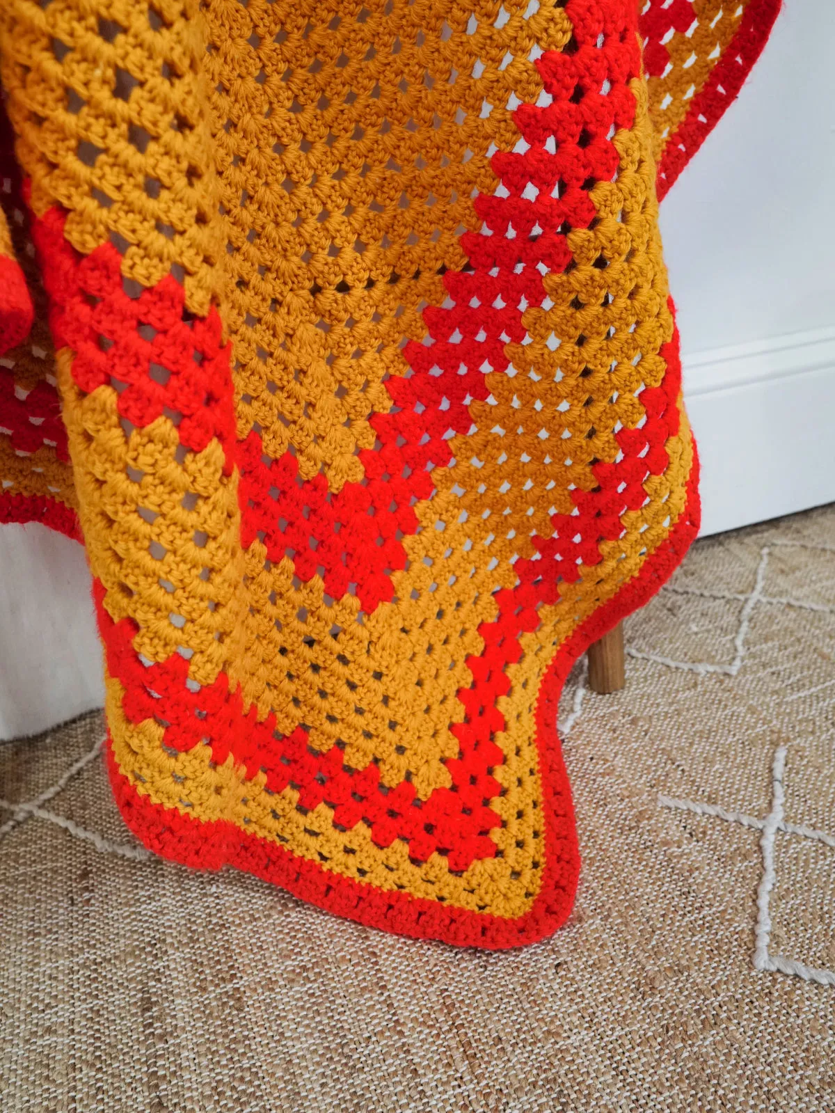 Vintage Turmeric Crochet Blanket