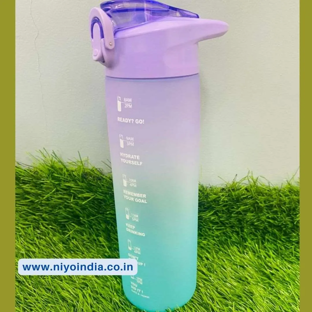 Water Bottle 1 Litre with Straw Motivational bottle