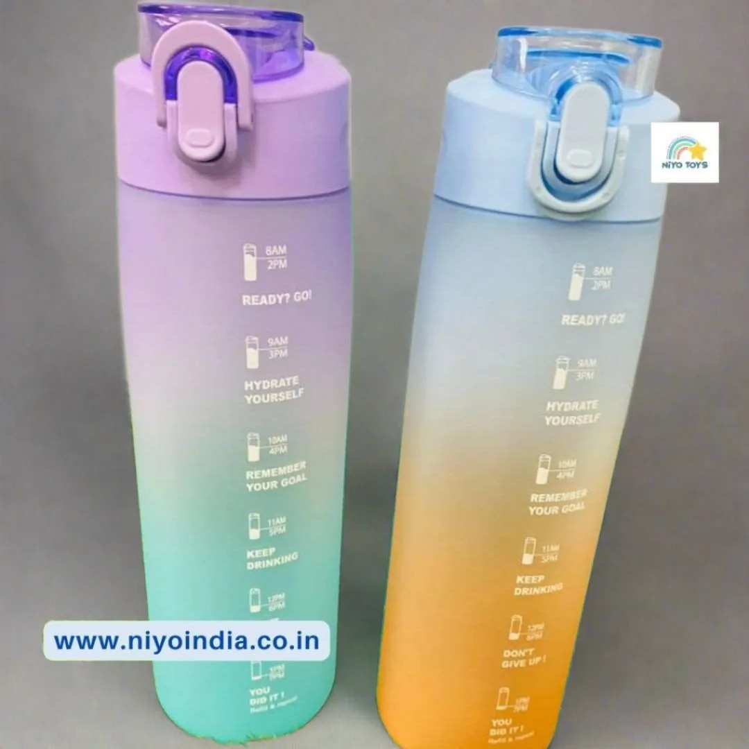 Water Bottle 1 Litre with Straw Motivational bottle