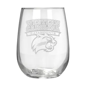 Western Carolina Catamounts 17 oz. Stemless Wine Glass