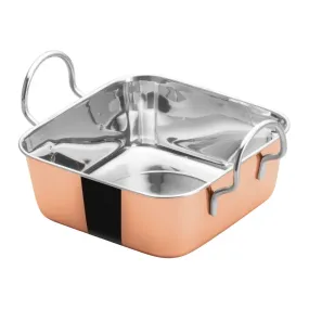 Winco DDSB-201C Mini Roasting Pan, 4-1/2"Sq, Copper Plated