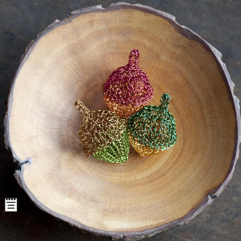 Wire Acorns - Partial wire crochet pattern