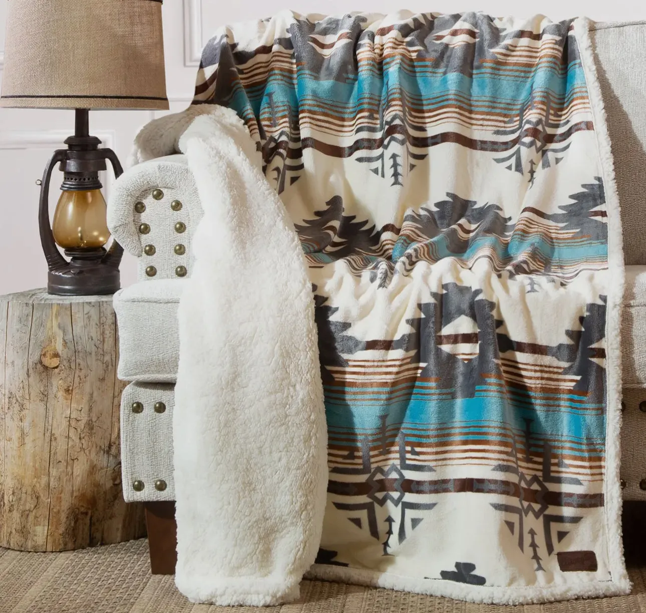 Wrangler Lone Mountain Plush Sherpa Throw