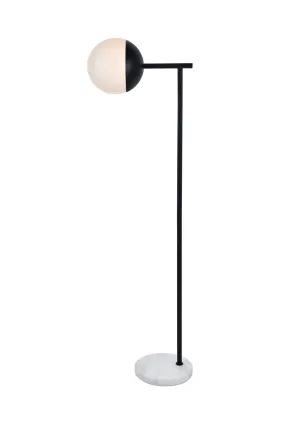 ZC121-LD6098BK - Living District: Eclipse 1 Light Black Floor Lamp With Frosted White Glass